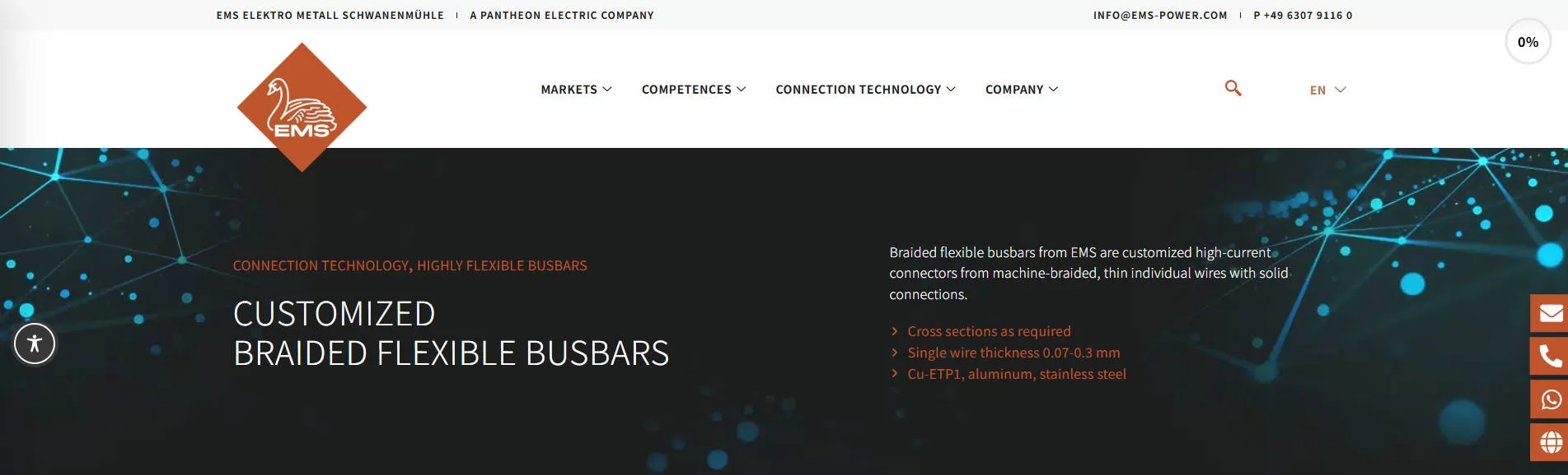 EMS flexible braided busbar manufacturer Germany