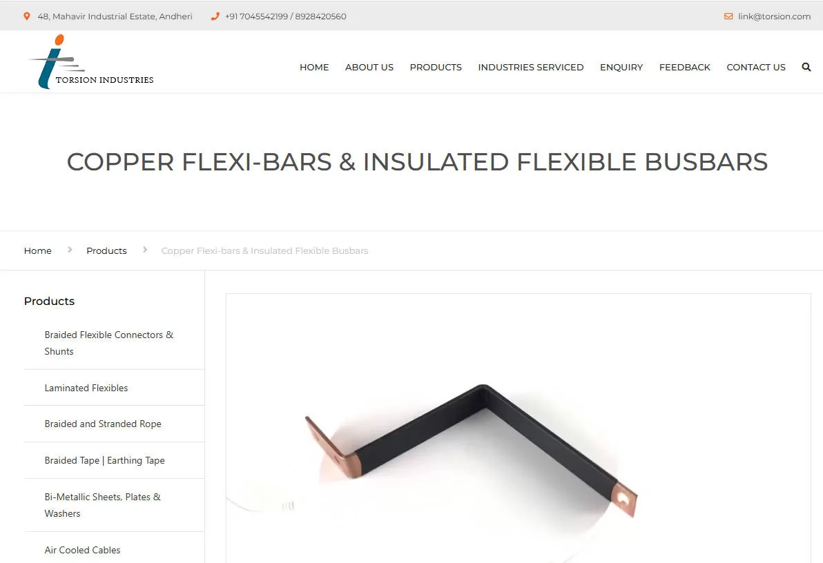 Torsion Industries flexible copper busbar exporter India