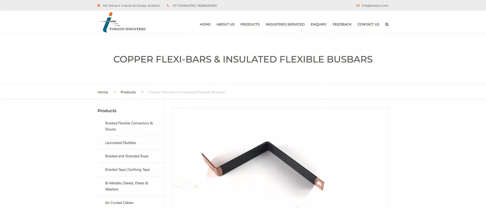 Flexible Copper Busbar Manufacturer Torsion Industries India