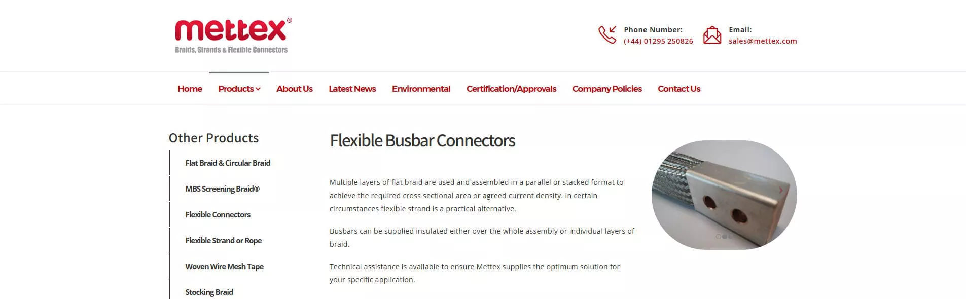 Mettex Flexible Copper Busbar Manufacturer UK